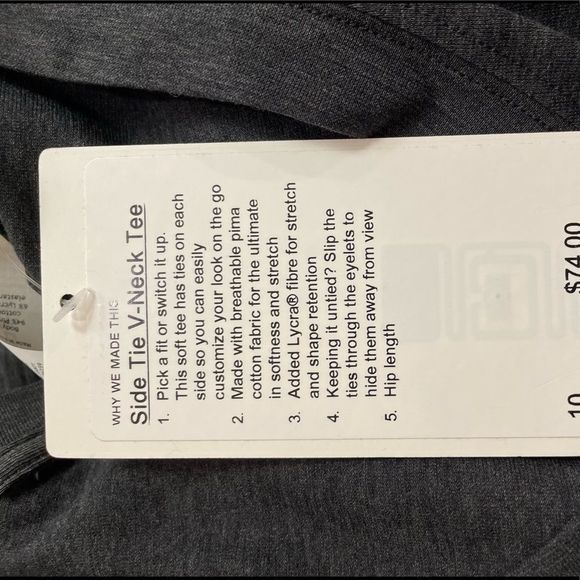 Lululemon Side Tie V-neck T-Shirt sz 10 BNWT - Picture 8 of 8